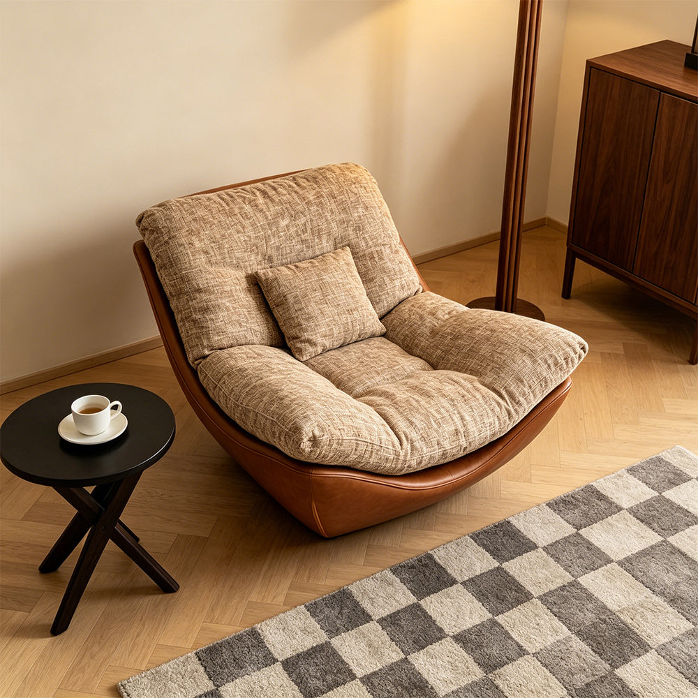 Modern Lounge Accent Chair with Plush Cushions and Faux Leather Base