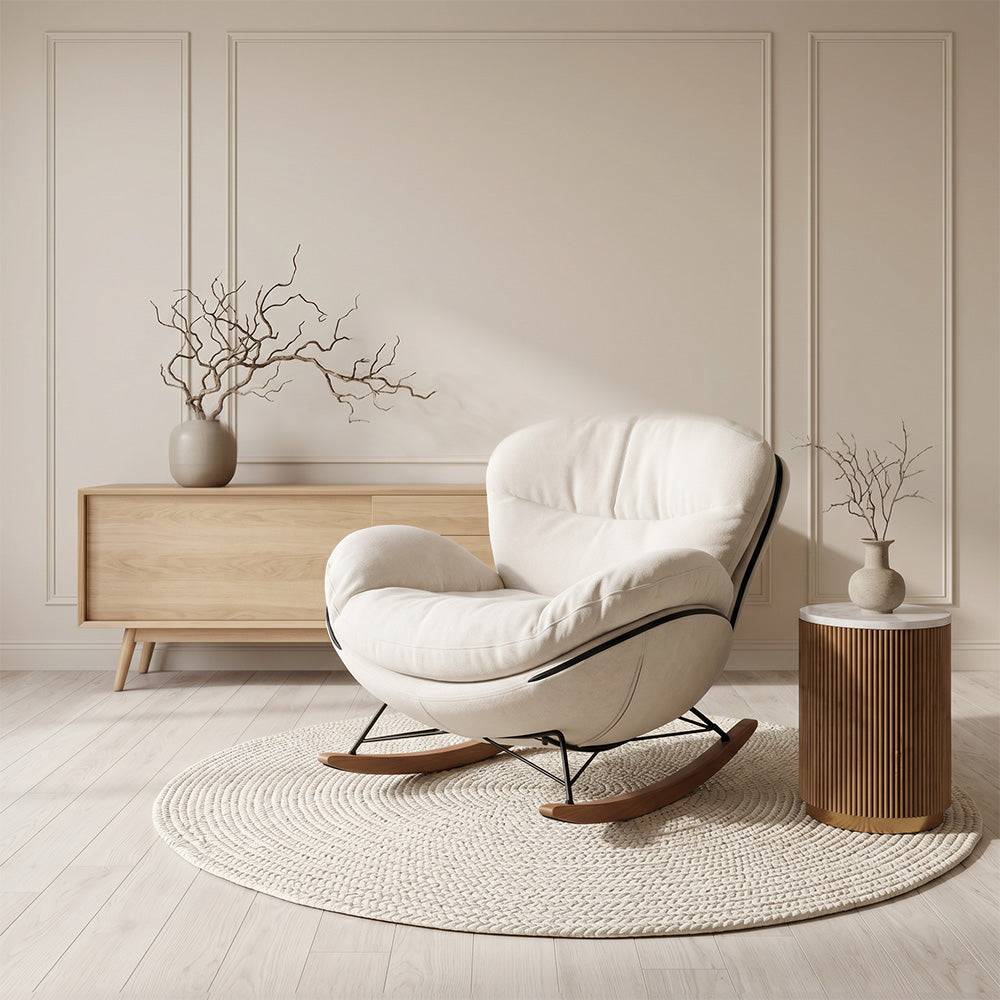 Cloud-Like Rocking Accent Chair with Soft Cushioning and Wooden Runners