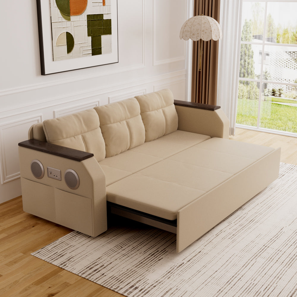 83'' Modern Convertible Sofa Bed with Storage Contemporary Upholstered Sleeper Sofa