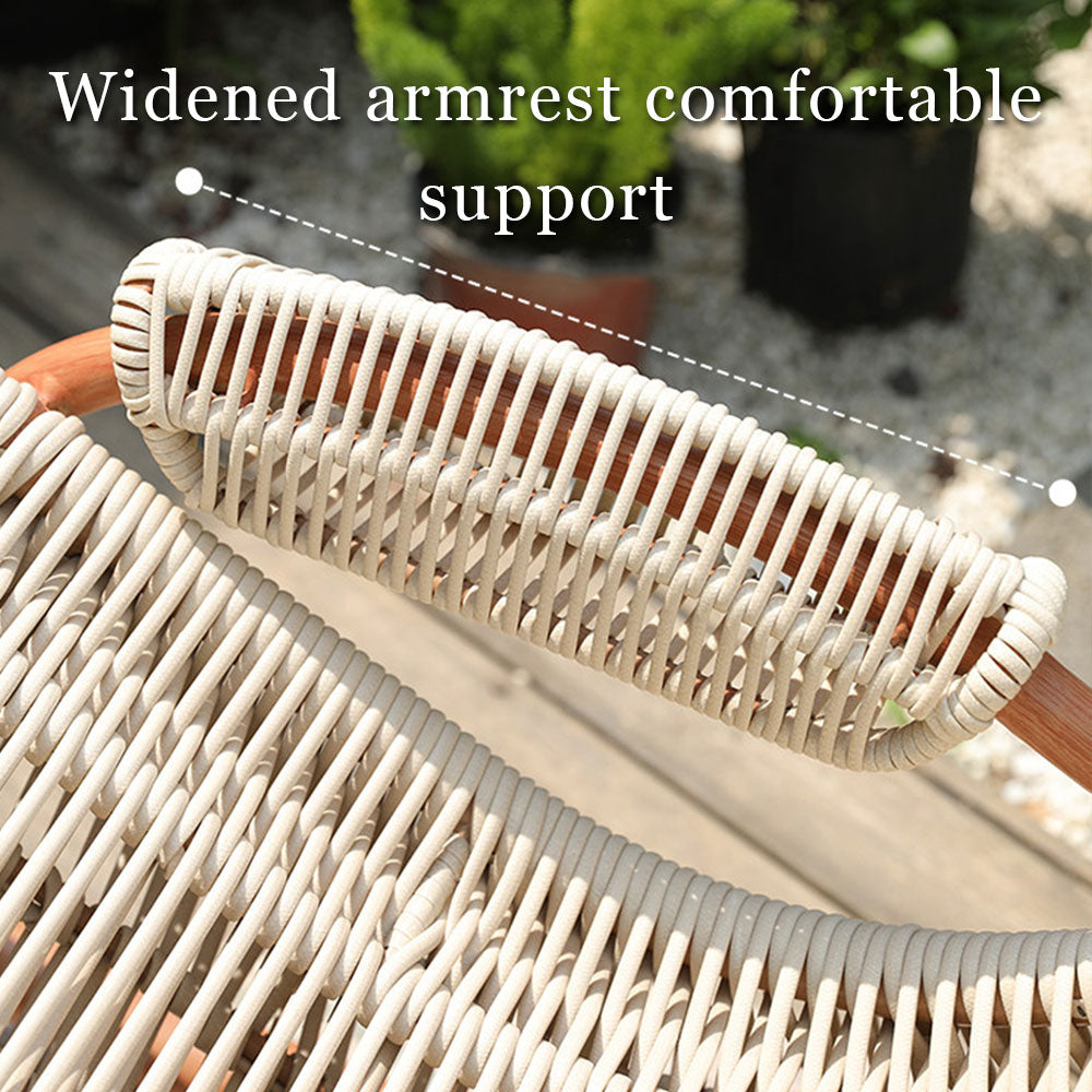 Modern Outdoor Rocking Lounge Chair with Cushioned Seat and Woven Frame