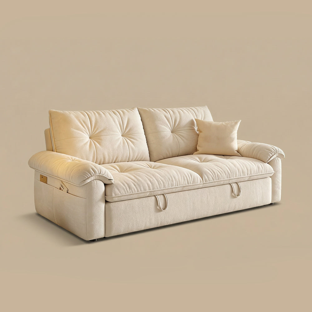 Modern Convertible Sofa Bed Tufted Fabric Sleeper Sofa Space Saving Pull Out Couch  Description