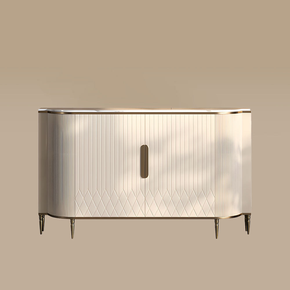 54.6" Elegant Cream White Sideboard Buffet Cabinet with Adjustable Shelves