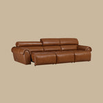 Load image into Gallery viewer, 119.2'' Modern Genuine Leather Power Reclining Sofa Remote Control Adjustable Seats Brown Leather Couch
