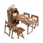 Load image into Gallery viewer, 69&#39;&#39; Rattan Dining Cabinet Table Set Foldable Storage Multi-Chair Design Solid Wood Finish
