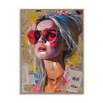 Load image into Gallery viewer, Handmade Pop Art Wall Painting – Colorful Woman Portrait with Newspaper Collage
