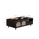 Load image into Gallery viewer, TV Stand &amp; Coffee Table Set with Cane Drawers Mid-Century Modern Style Spacious Storage Elegant Design
