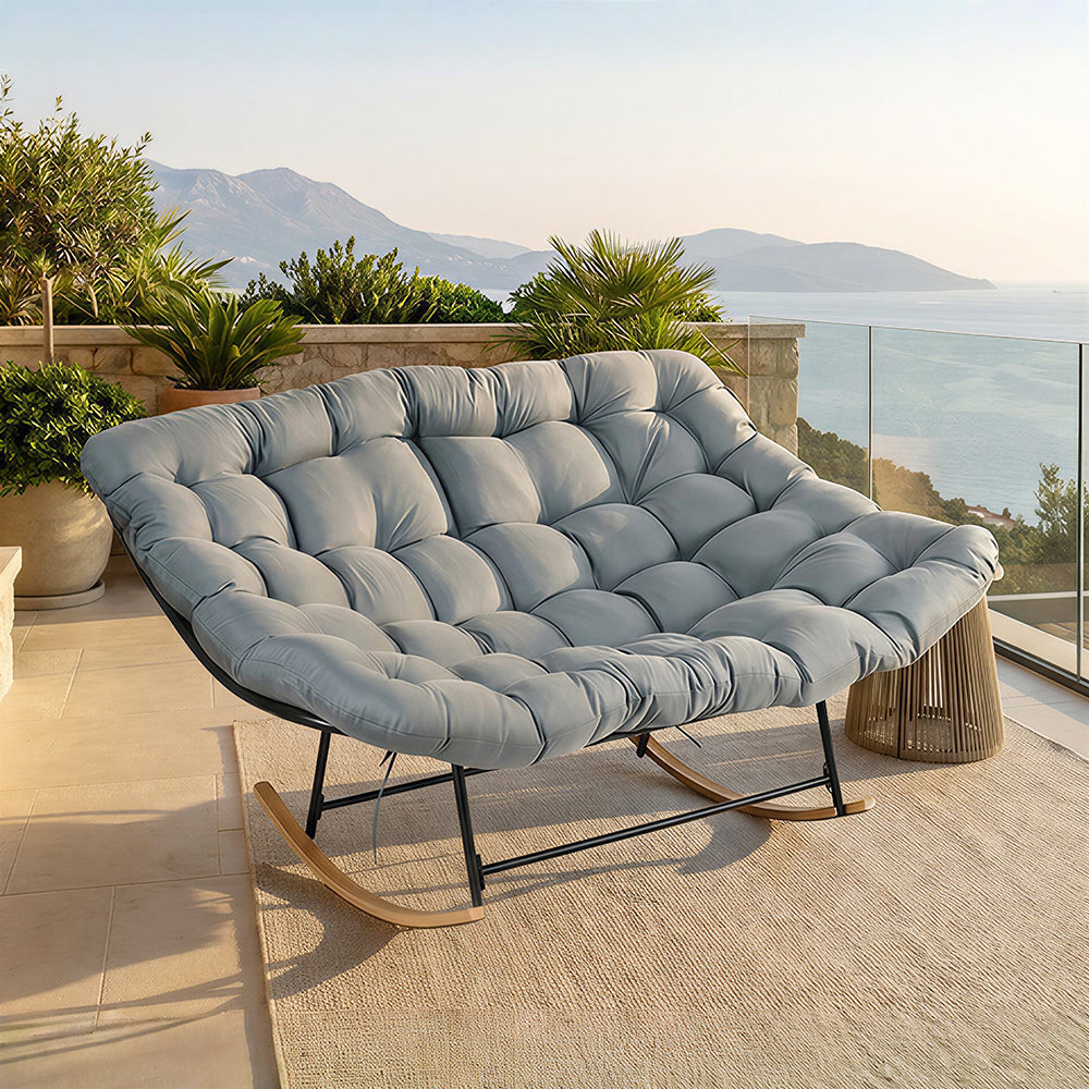 Modern Outdoor Lounge Chair with Plush Cushioned Seat and Rocking Base