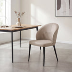 Load image into Gallery viewer, Contemporary Faux Leather Dining Chair with Curved Back Upholstered Seat Black Metal Legs 1 Piece
