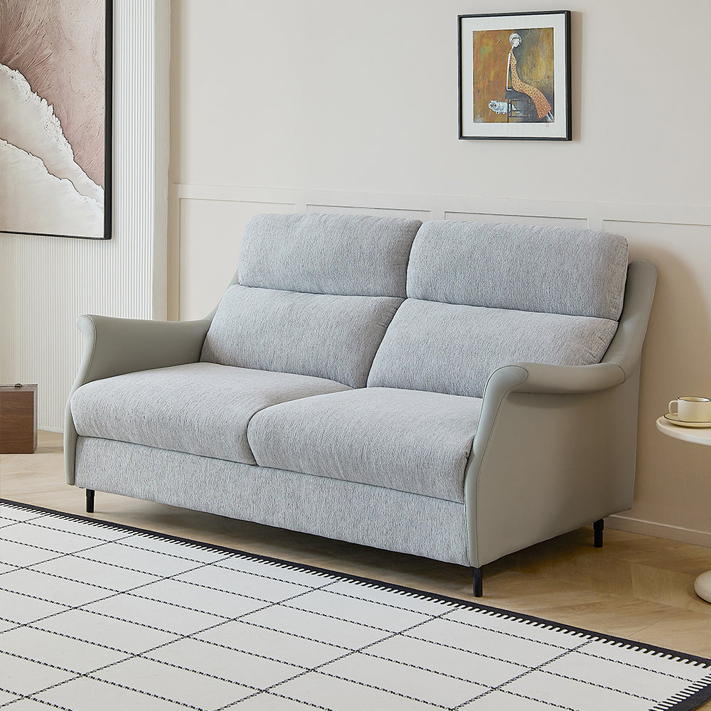 66.9'' Modern Fabric Pull Out Sofa Bed with Mattress Convertible Sleeper Couch with Metal Frame Upholstered Loveseat