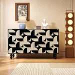 Load image into Gallery viewer, 59'' Vintage Hand-Painted Sideboard Artistic Retro Buffet Cabinet with Bold Geometric Patterns
