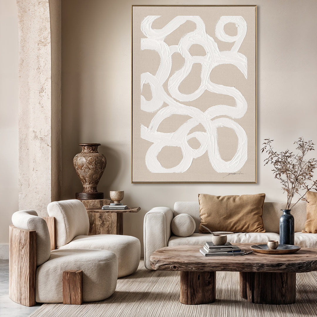 Original hand-painted abstract art, wabi-sabi strokes bring nature and calm into your space.