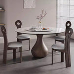 Load image into Gallery viewer, Round Dining Table Wooden Base and Ceramic Stone Top Modern Aesthetic
