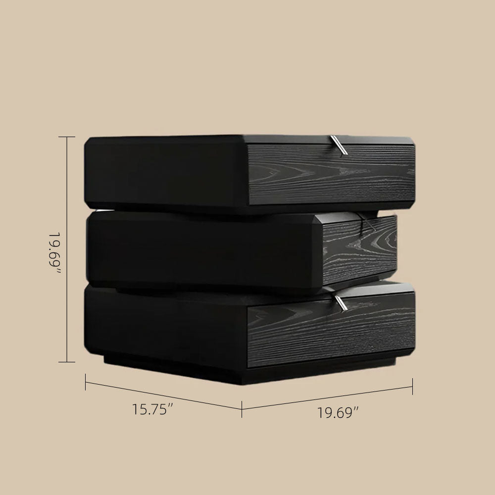 Modern Rotating Nightstand with 3 Spacious Drawers