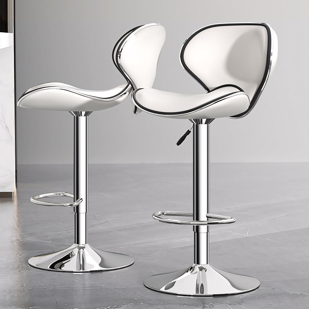Modern Adjustable Swivel Bar Stool Upholstered Faux Leather Seat Height Adjustable 1 Piece