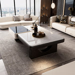 Load image into Gallery viewer, Modern Luxury Coffee Table with Marble Pattern Top and Black Accent Surface
