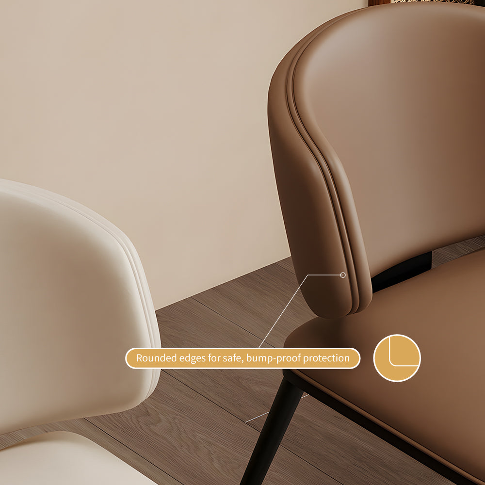 Set of 2 Modern Leather Accent Dining Chairs