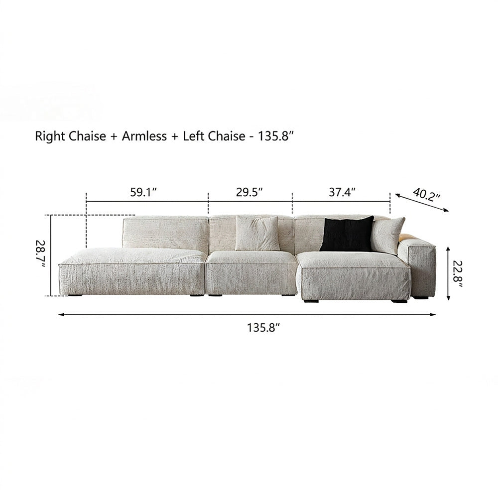 Modern Oversized Sectional Sofa with Deep Seat Chaise and Textured Upholstery