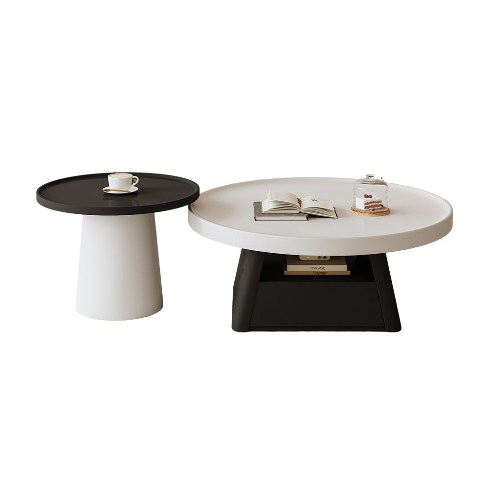 Round Coffee Table Set Modern Minimalist Design Dual-Tone Finish for Living Room Stylish Functional Centerpiece