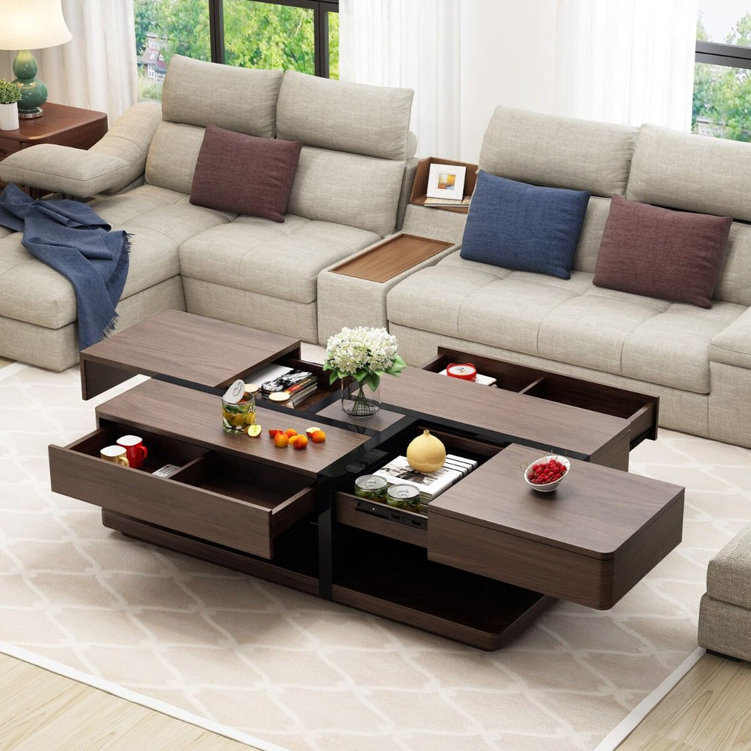 51.2" Multifunctional Lift Top Coffee Table with Hidden Storage Walnut Finish