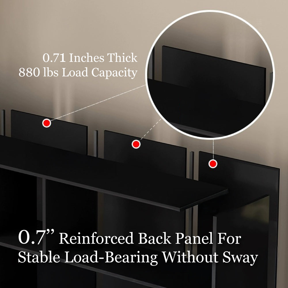 Luxury 3-Door Black Wardrobe with Ribbed Glass Panel Multi-Section Storage with Drawers and Hanging Space