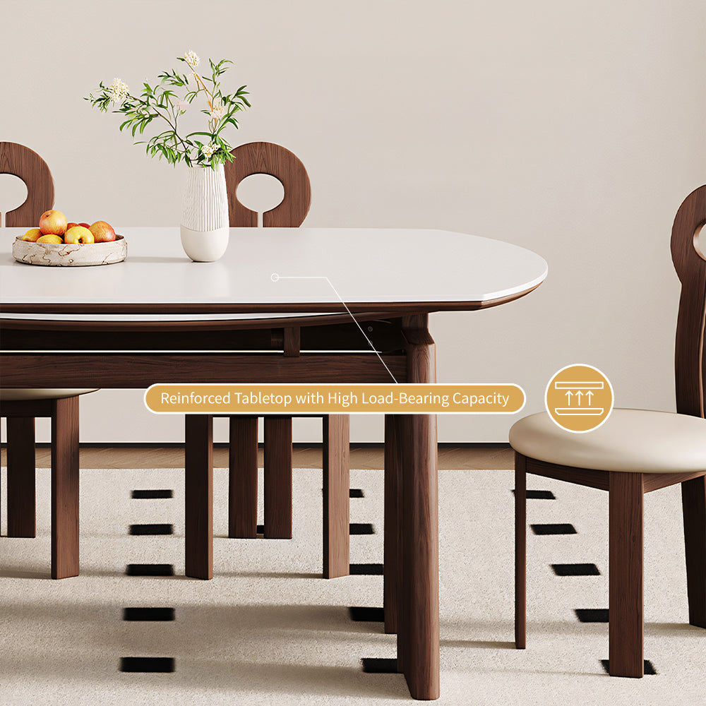 50.7" Versatile Extendable Dining Table Round to Oval Conversion