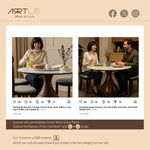 Load image into Gallery viewer, Round Dining Table Wooden Base and Ceramic Stone Top Modern Aesthetic
