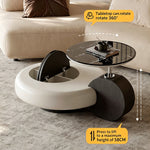 Load image into Gallery viewer, Modern Sculptural Coffee Table with Elevated Marble Glass Top and Curved Base Design
