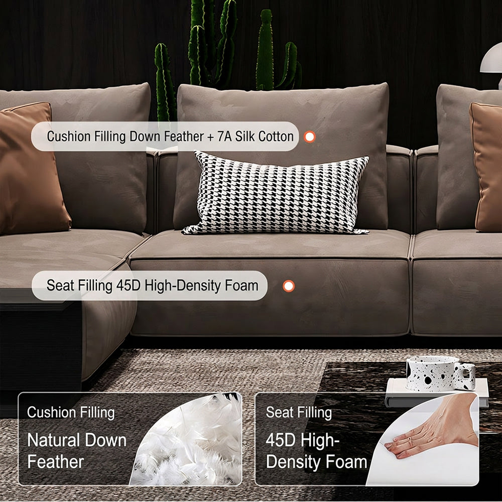 Modern Modular Sectional Sofa with Oversized Chaise and Deep Seat Lounge Design