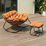 Load image into Gallery viewer, Modern Papasan Lounge Chair with Woven Rattan Frame and Plush Cushion
