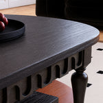 Load image into Gallery viewer, 55.9" Norwegian Jungle Print Arched Carved Oval Coffee Table With Drawer
