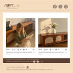 Load image into Gallery viewer, TV Stand &amp; Coffee Table Set with Cane Drawers Mid-Century Modern Style Spacious Storage Elegant Design

