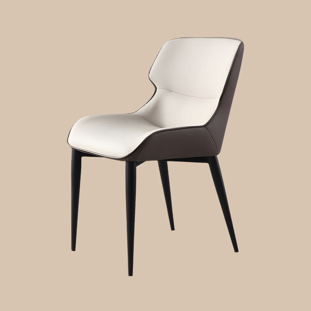 Set of 2 Modern Elegant Dining Chairs Premium Leather Upholstery with Sleek Metal Legs