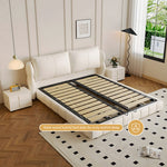 Load image into Gallery viewer, Queen Size Modern Bed with Ultra-Fiber Leather Steel-Wood Slatted Frame and Sleek Minimalist Design
