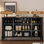 Load image into Gallery viewer, 59.1'' Modern Black Sideboard Cabinet Arched Glass Door Storage Buffet Cabinet for Dining Room
