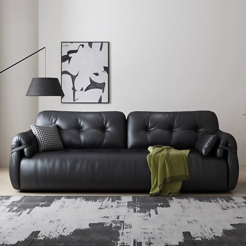 Modern Faux Leather Sofa Bed Convertible Sleeper Sofa Minimalist Folding Couch for Living Room