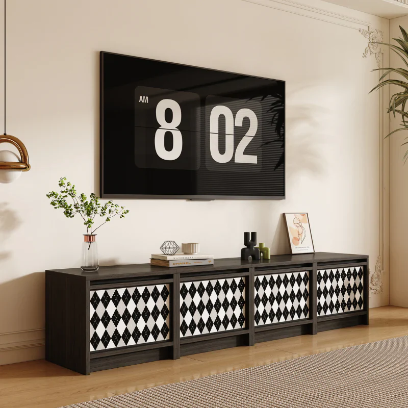 Modular Storage Unit Flip-Up Door Retro Diamond Design