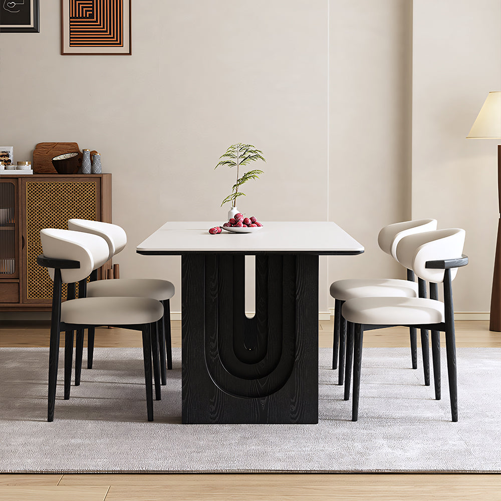 Modern Rectangular Dining Table with White Sintered Stone Top