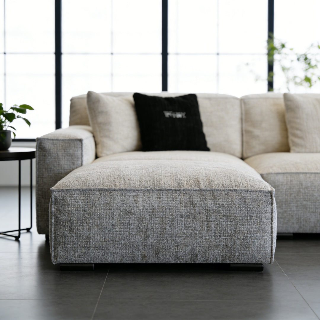 Modern Oversized Sectional Sofa with Deep Seat Chaise and Textured Upholstery