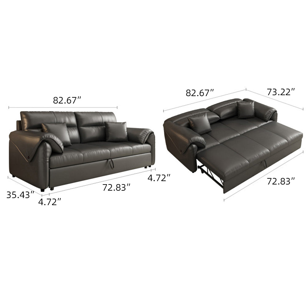 Modern Faux Leather Sofa Bed Convertible Sleeper with Pull Out Design Pet Friendly