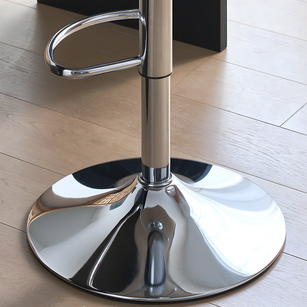 Modern Swivel Adjustable Bar Stool Set of 2 Brown Upholstered Seats Stainless Steel Base
