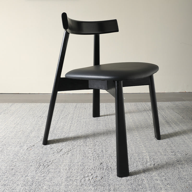 2PCS Dining Chair Modern Solid Wood Structure PU Leather Upholstery Comfortable Seating
