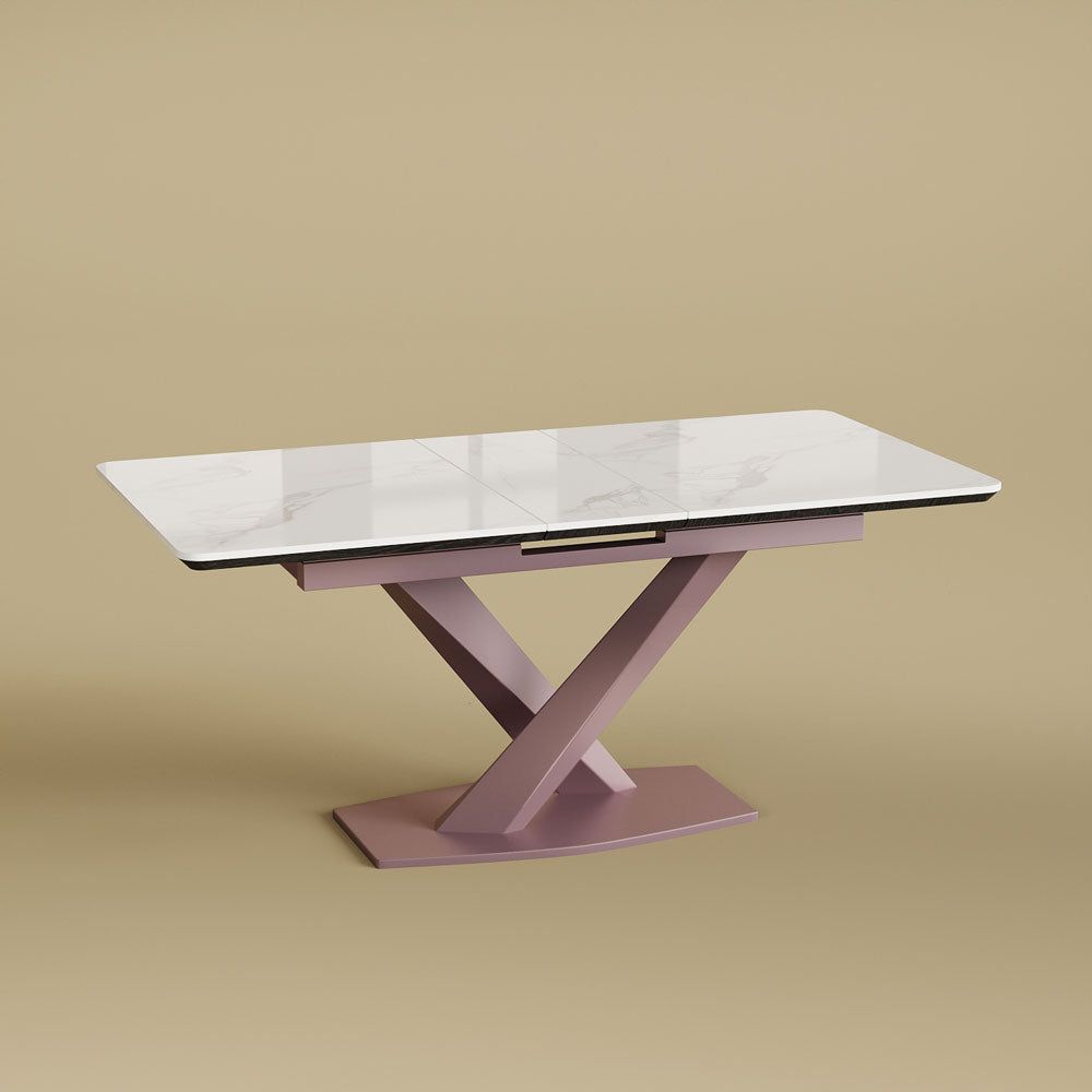59" to 70.8" Elegant Extendable Dining Table with Sculptural Cross-Base