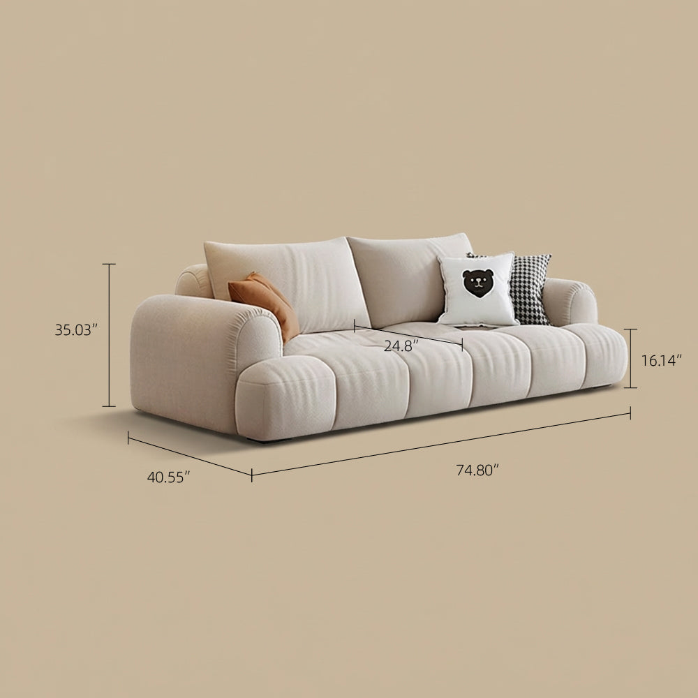 Modern Channel-Tufted Snow Velvet Sofa with Latex Cushioning
