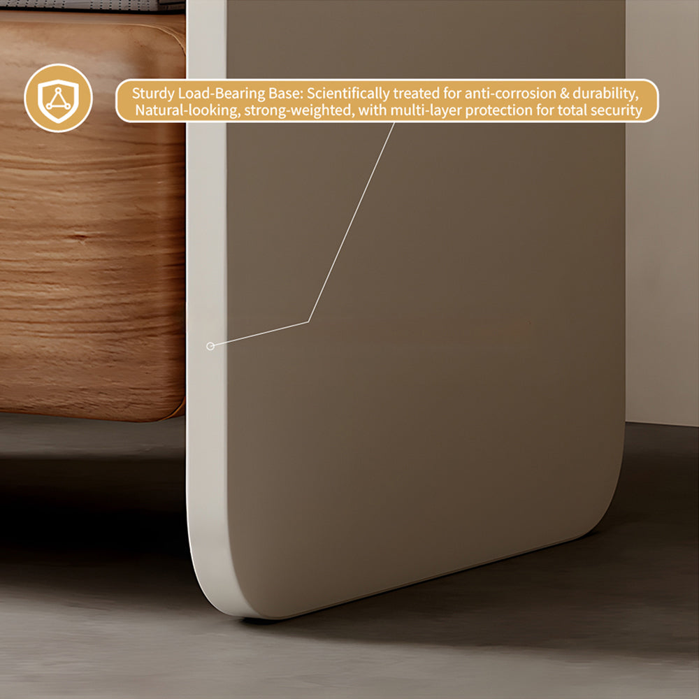Sleek Modern Nightstand with Curved Edges Wooden Storage Drawer