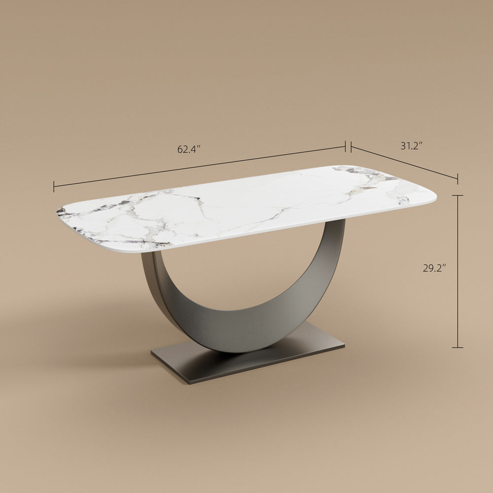 Square Dining Table Contemporary U-Shaped Metal Base Perfect for 4-6 People