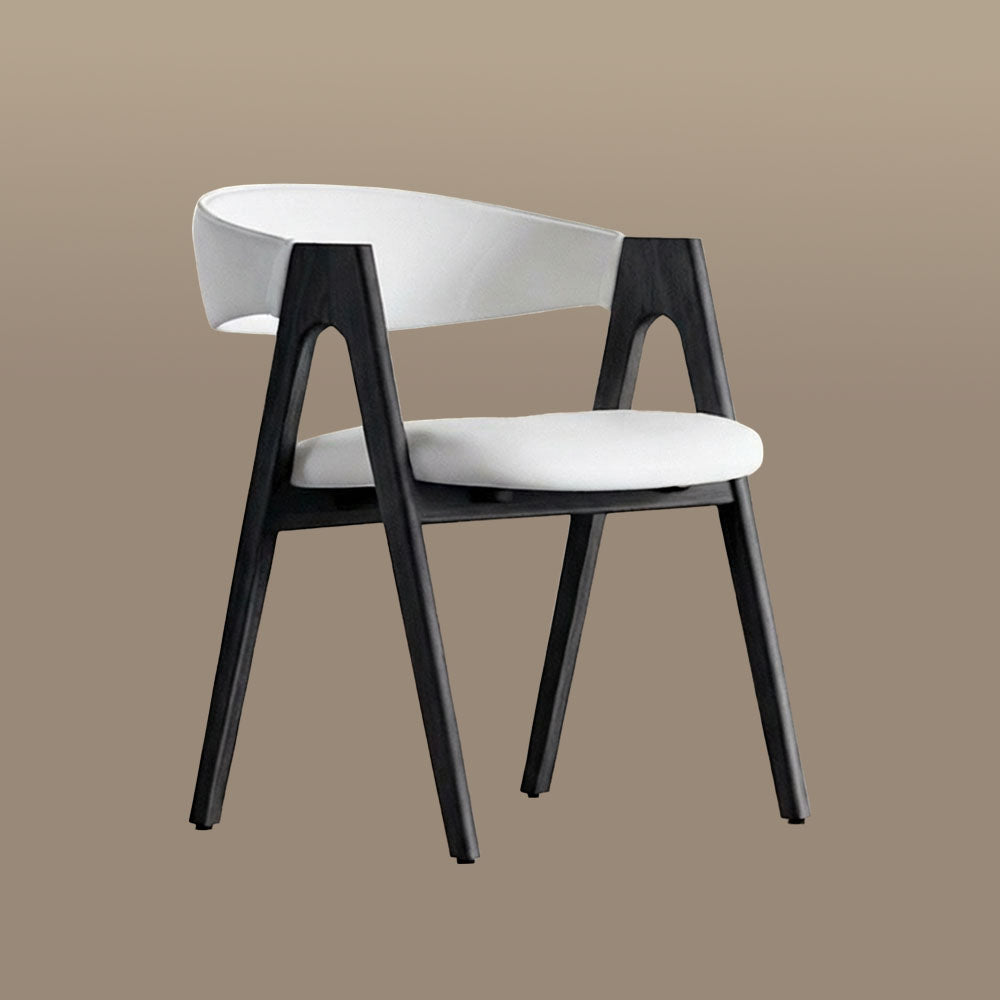 Modern Nordic Dining Chair Set of 2 PU Leather & Solid Wood Frame