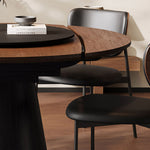 Load image into Gallery viewer, 59" Modern Round Dining Table with Rotating Lazy Susan Walnut Veneer Top Pedestal Base Dining Table
