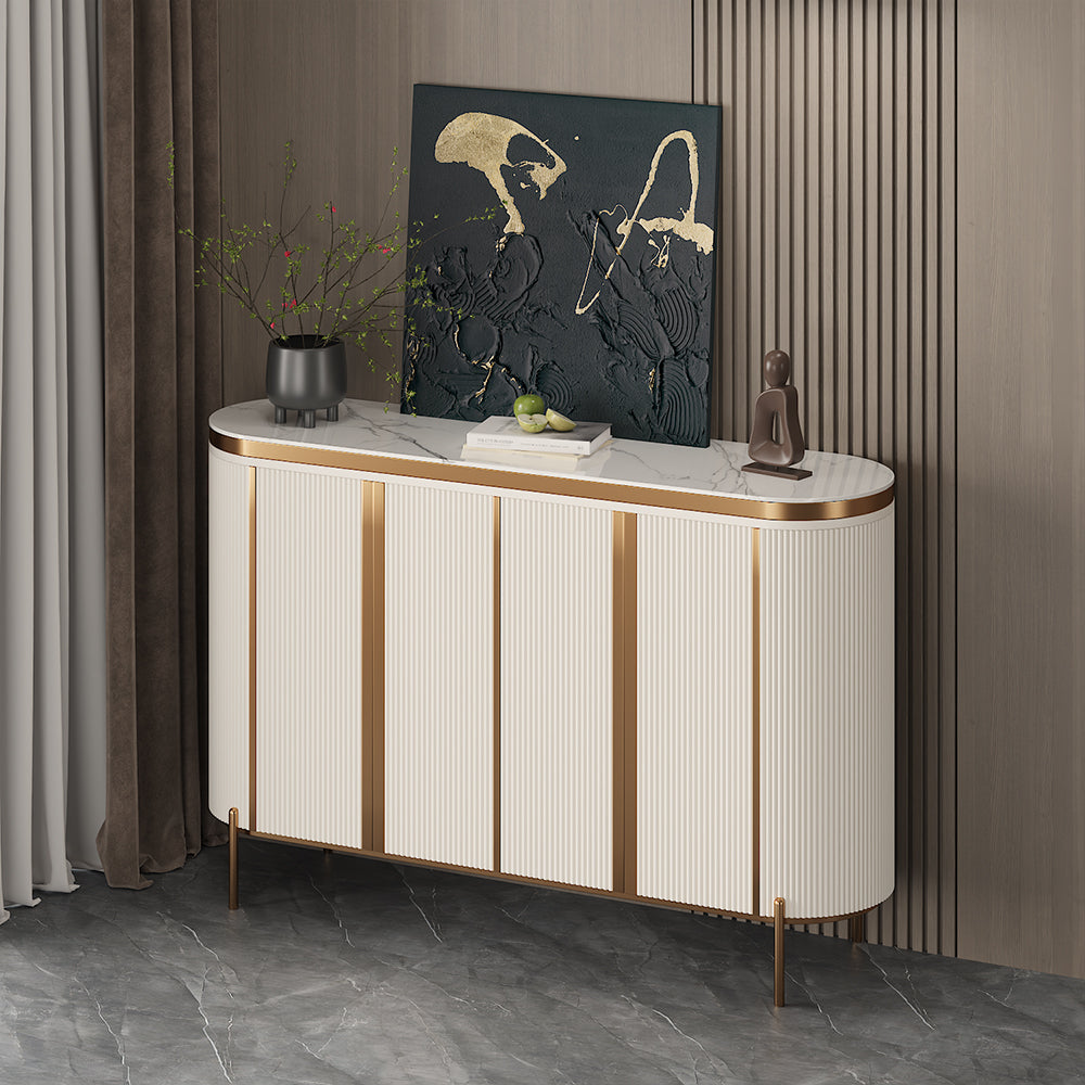 58.5" Elegant and Modern White and Gold Sideboard Cabinet with Ample Storage