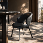 Load image into Gallery viewer, Modern Curved Dining Chair Set of 2 with Upholstered Seat &amp; Carbon Steel Frame
