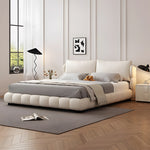 Load image into Gallery viewer, Queen Size Modern Bed with Ultra-Fiber Leather Steel-Wood Slatted Frame and Sleek Minimalist Design
